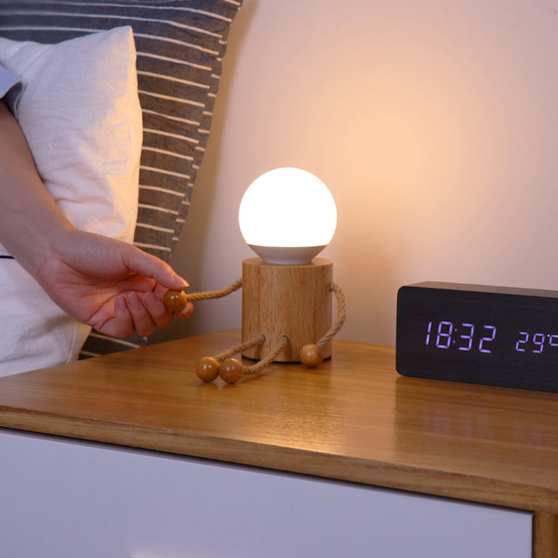 Wooden Man Cylinder Ball Table Lamp