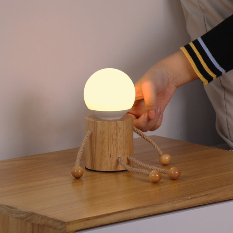 Wooden Man Cylinder Ball Table Lamp