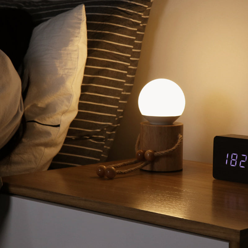 Wooden Man Cylinder Ball Table Lamp