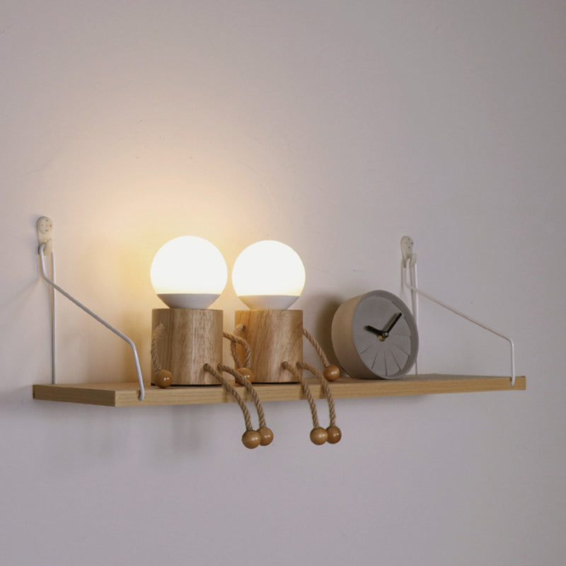 Wooden Man Cylinder Ball Table Lamp