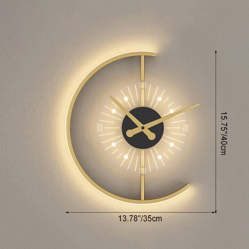 Clock Semicircle Iron Acrylic Wall Lamp