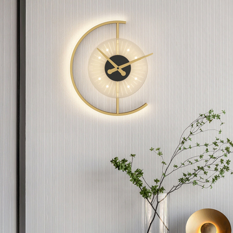 Clock Semicircle Iron Acrylic Wall Lamp