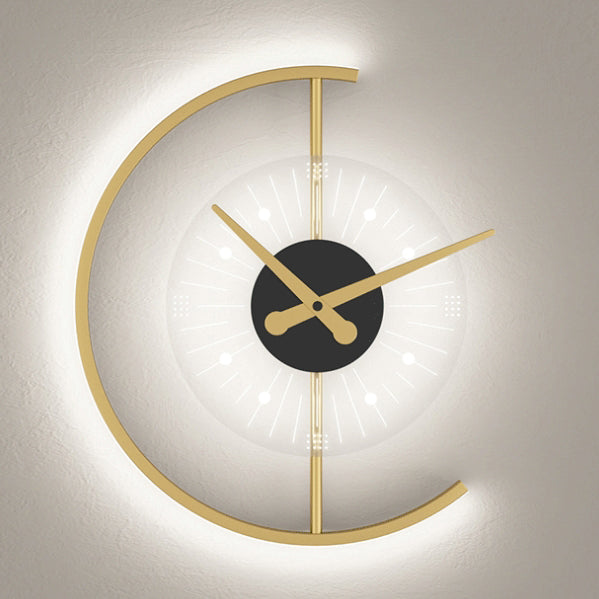 Clock Semicircle Iron Acrylic Wall Lamp