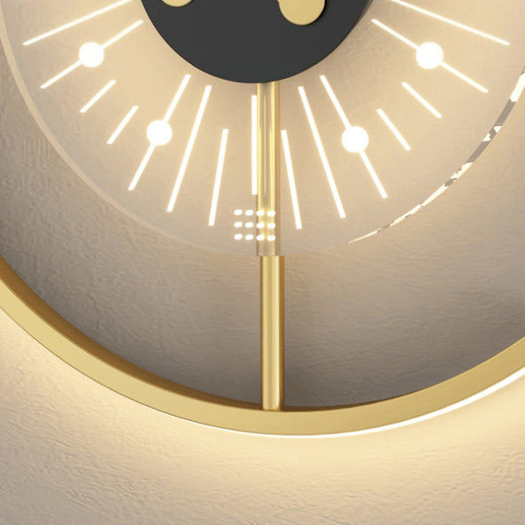 Clock Semicircle Iron Acrylic Wall Lamp