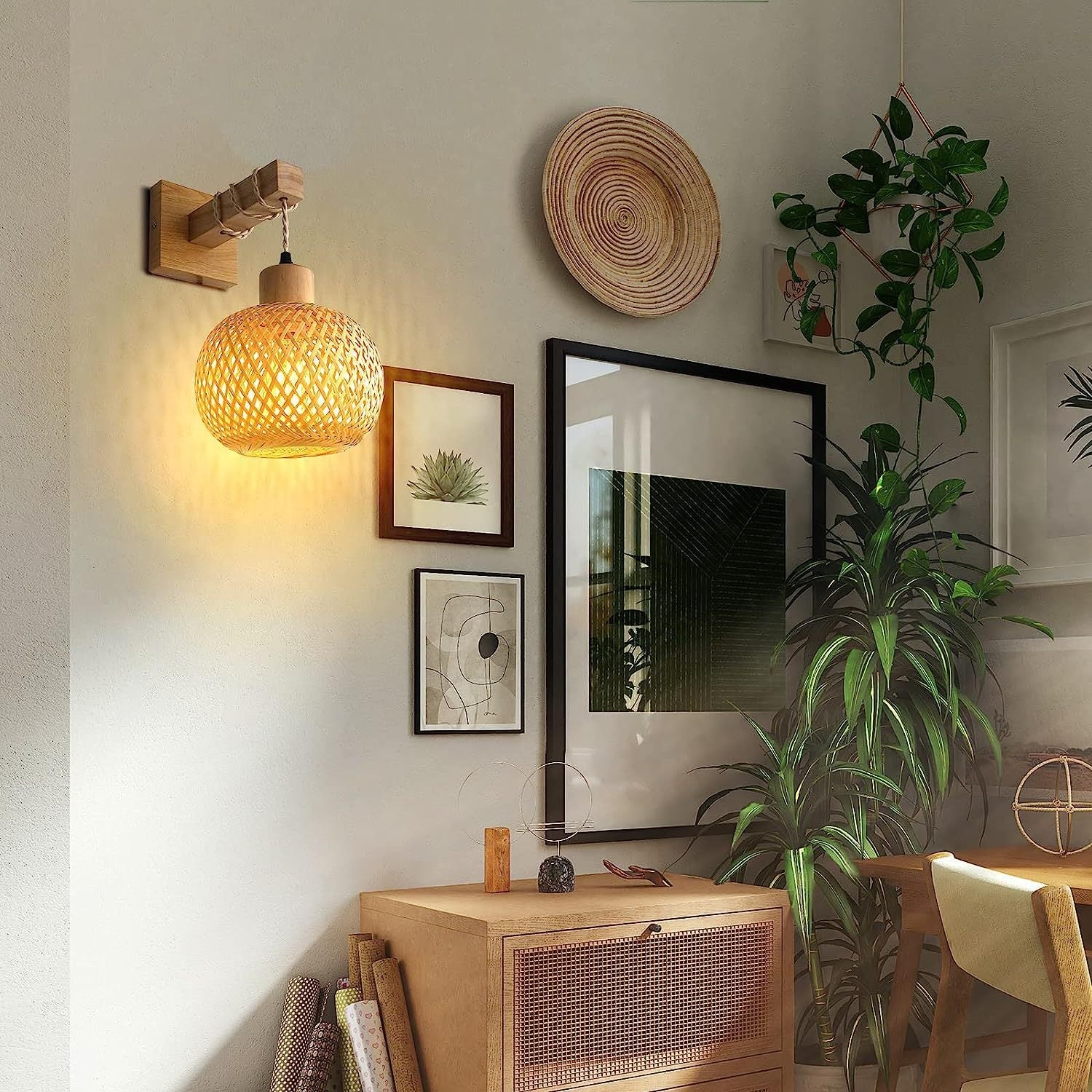 Cylinder Spherical Reticulated Square Wall Lamp