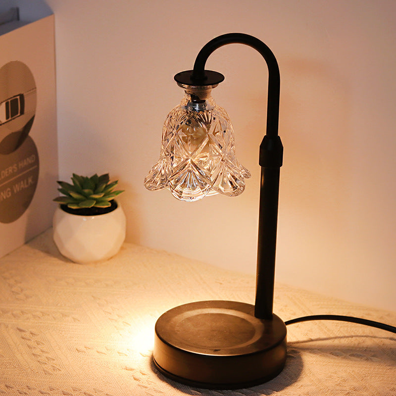 Floral Disc Iron Wood Table Lamp