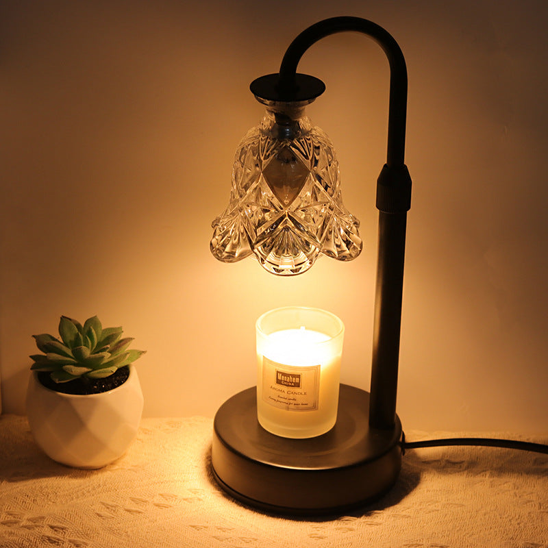 Floral Disc Iron Wood Table Lamp