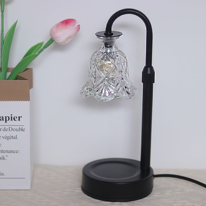 Floral Disc Iron Wood Table Lamp
