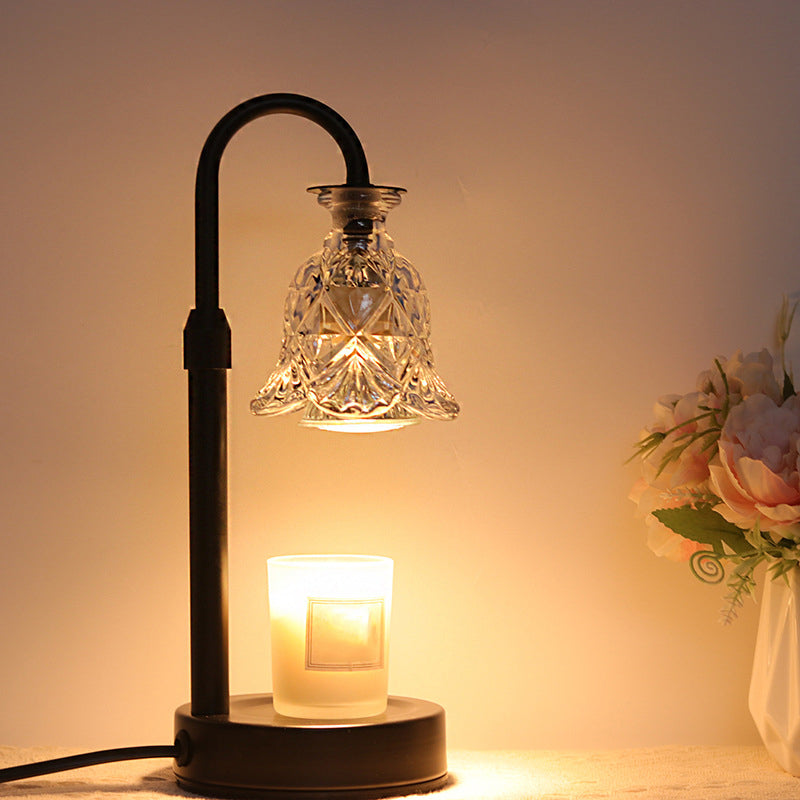 Floral Disc Iron Wood Table Lamp