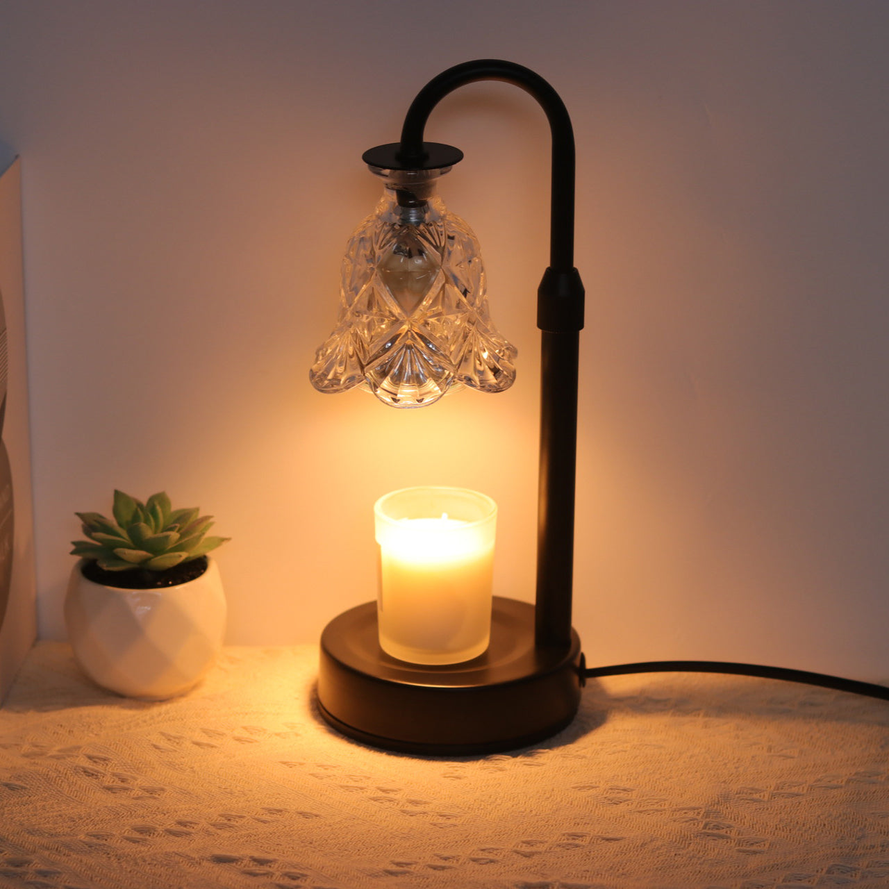 Floral Disc Iron Wood Table Lamp