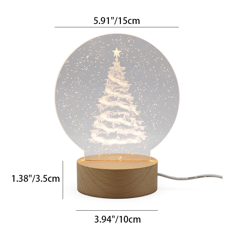 Round Cylinder Moon Christmas Table Lamp