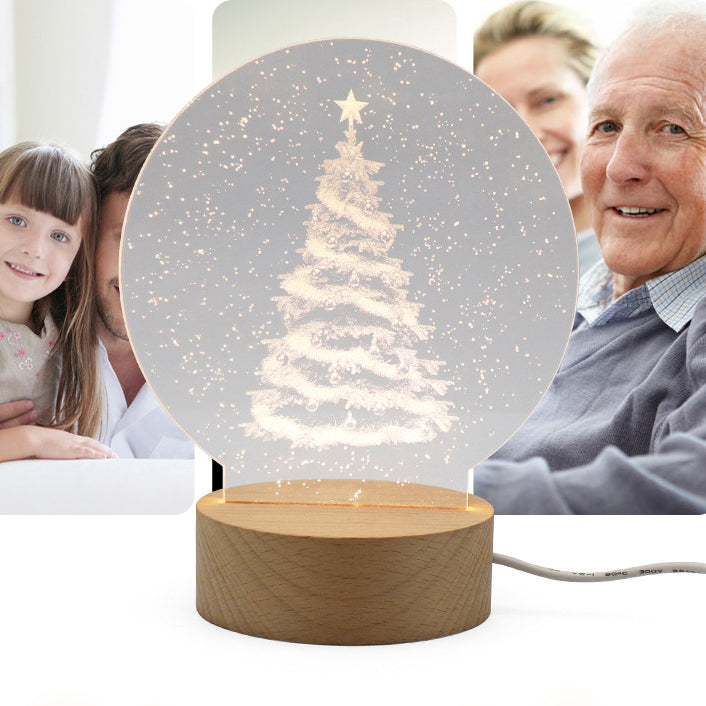 Round Cylinder Moon Christmas Table Lamp