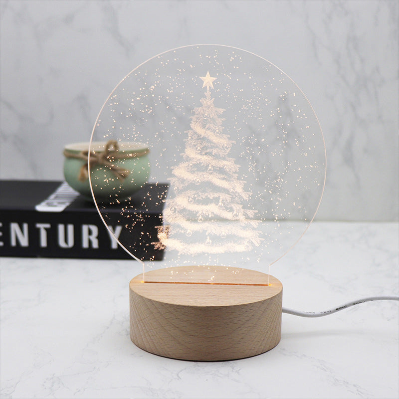 Round Cylinder Moon Christmas Table Lamp