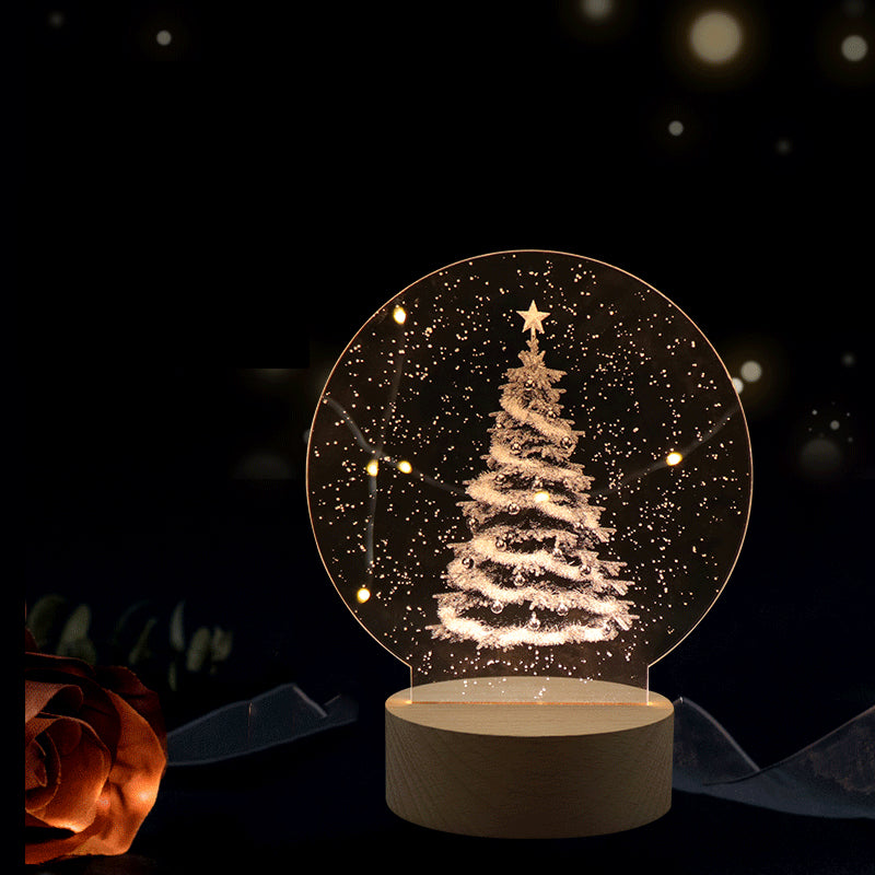 Round Cylinder Moon Christmas Table Lamp