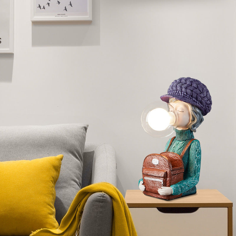 Girl Bubbles Vase Backpack Table Lamp