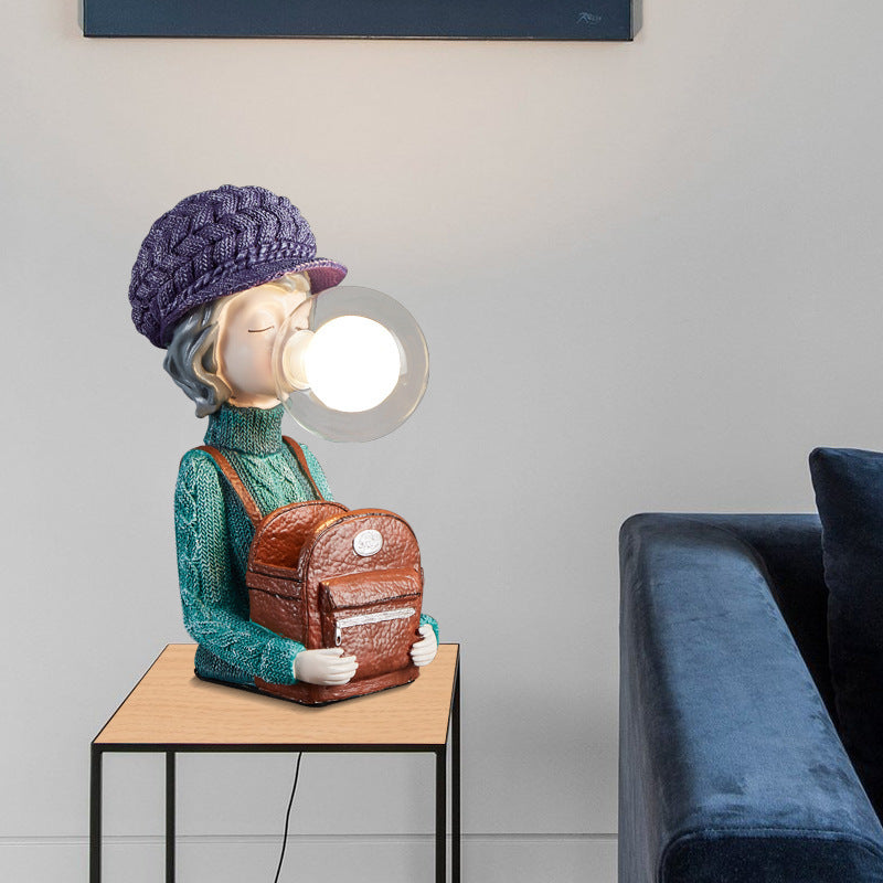 Girl Bubbles Vase Backpack Table Lamp