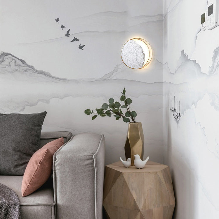 Round Curved Moon Metal 2-Light Wall Lamp
