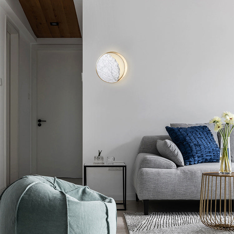 Round Curved Moon Metal 2-Light Wall Lamp