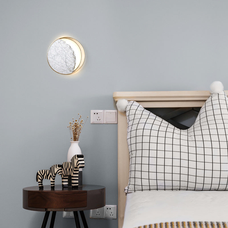 Round Curved Moon Metal 2-Light Wall Lamp
