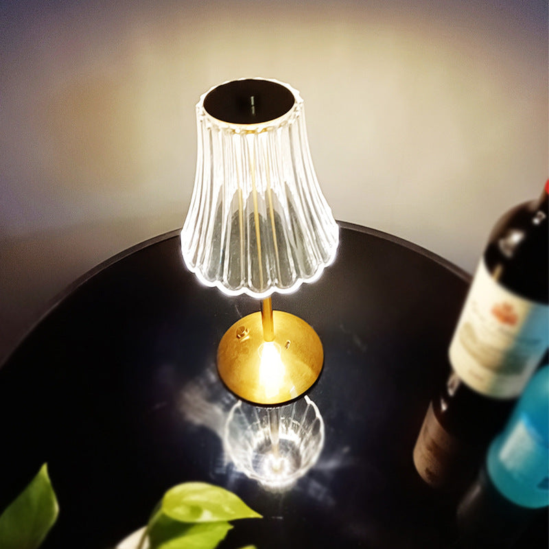 Round Striped Cylinder Semicircle Table Lamp
