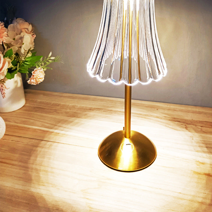 Round Striped Cylinder Semicircle Table Lamp