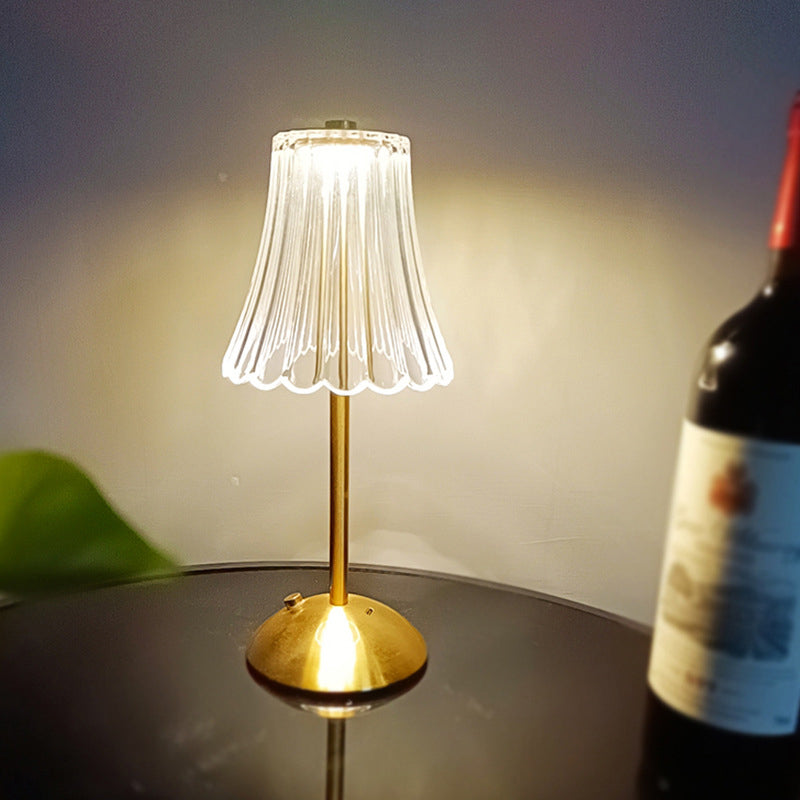 Round Striped Cylinder Semicircle Table Lamp