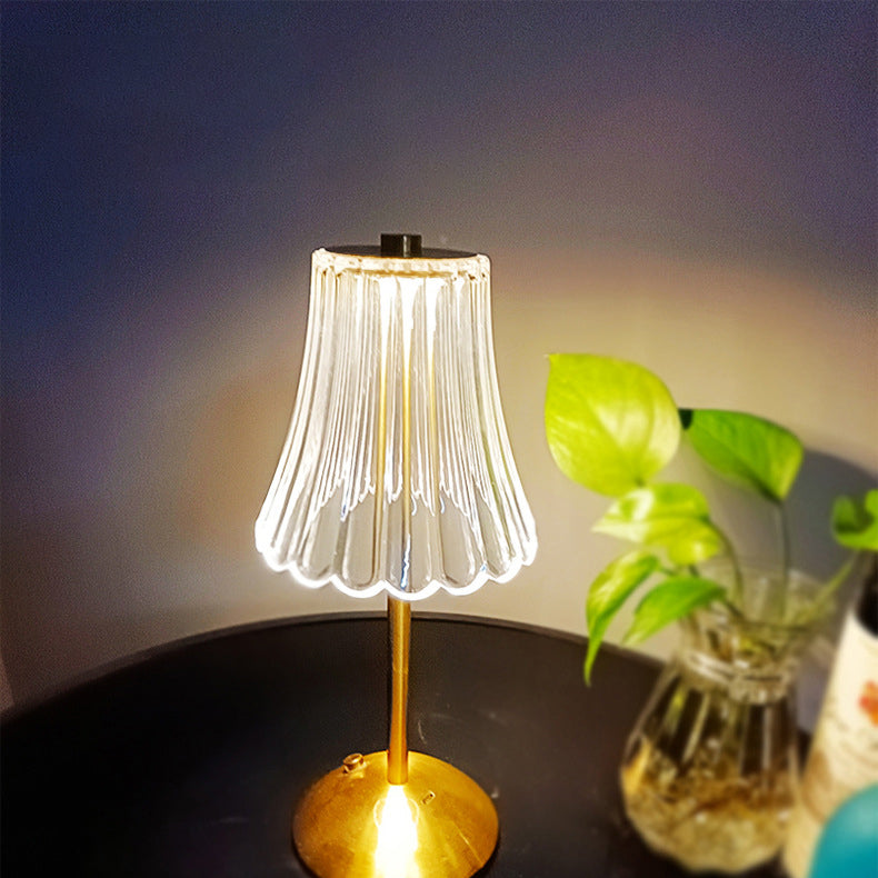 Round Striped Cylinder Semicircle Table Lamp