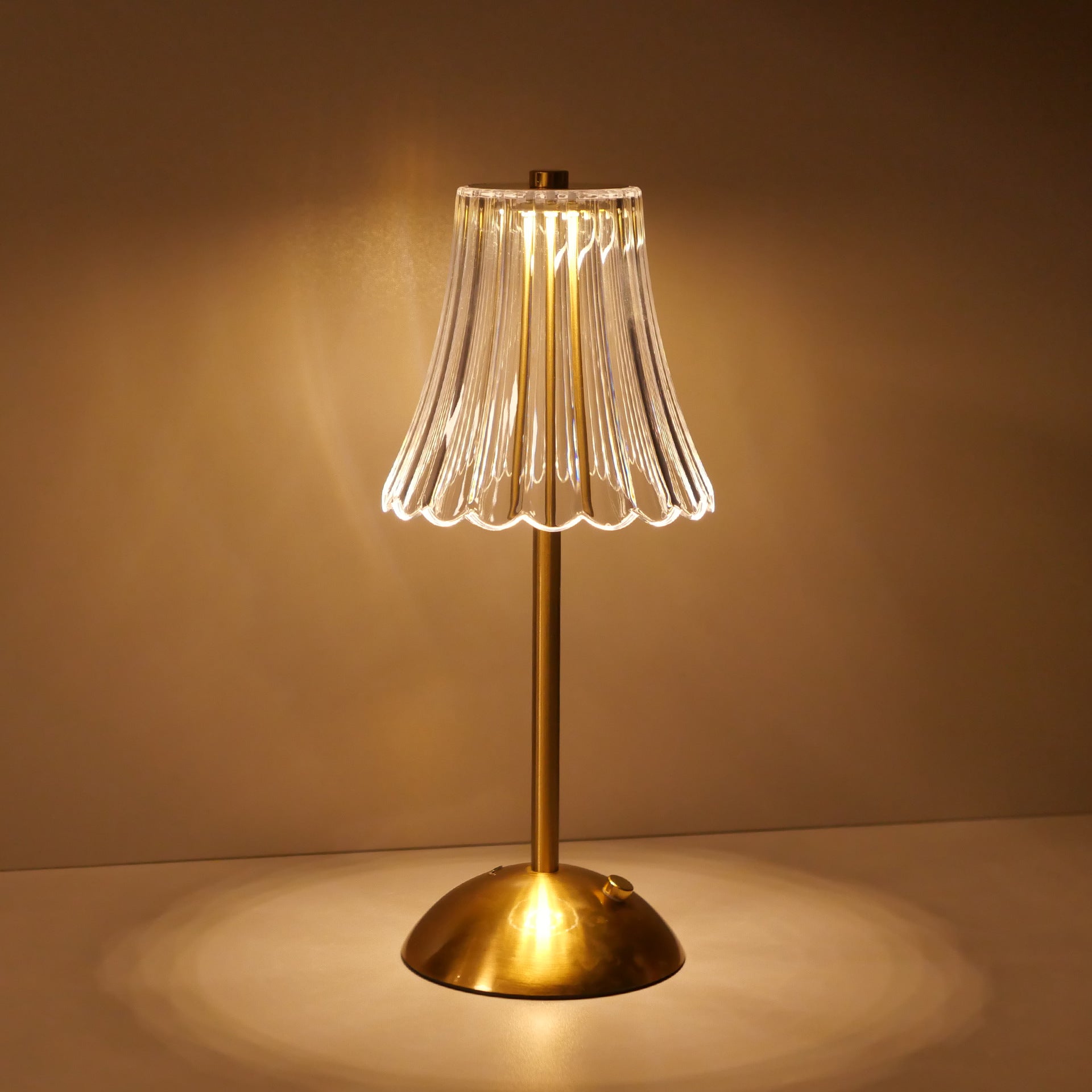 Round Striped Cylinder Semicircle Table Lamp