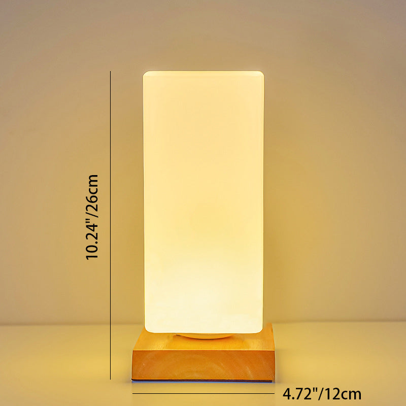 Rectangular Cylinder Hollow Wood Table Lamp