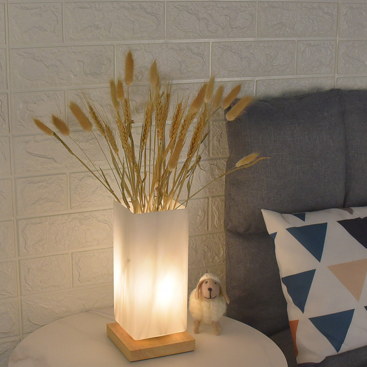 Rectangular Cylinder Hollow Wood Table Lamp