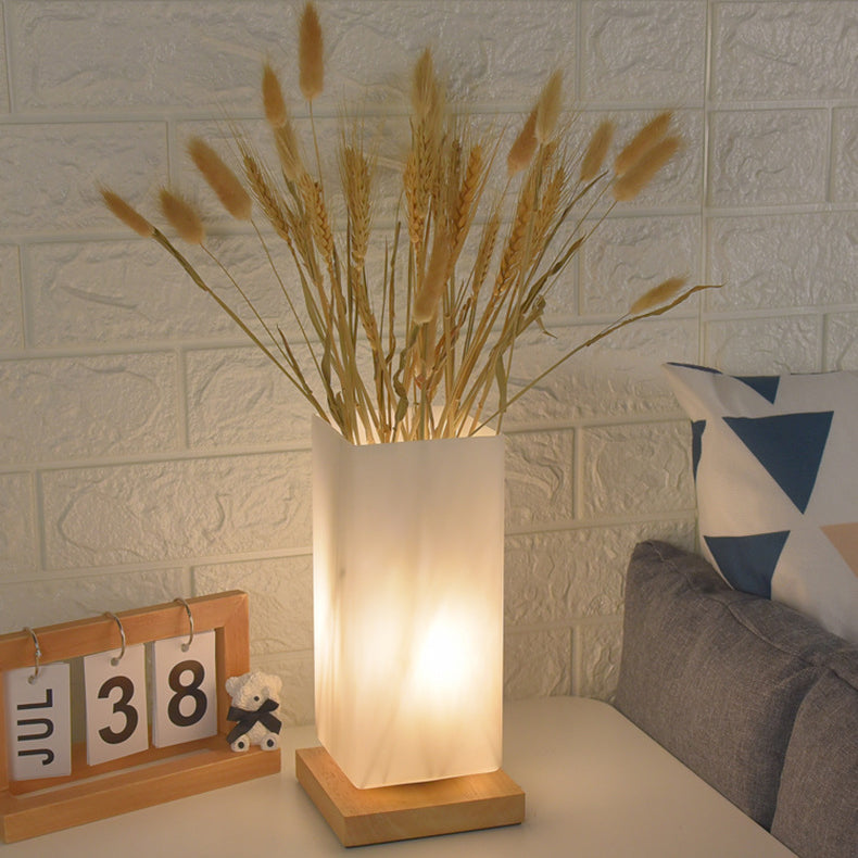 Rectangular Cylinder Hollow Wood Table Lamp