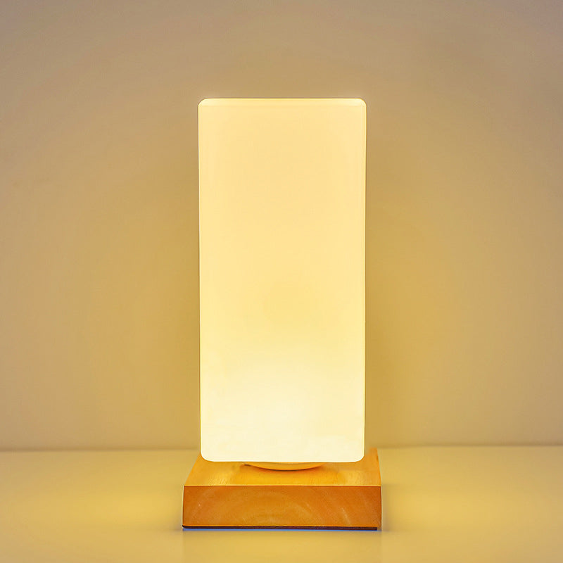 Rectangular Cylinder Hollow Wood Table Lamp