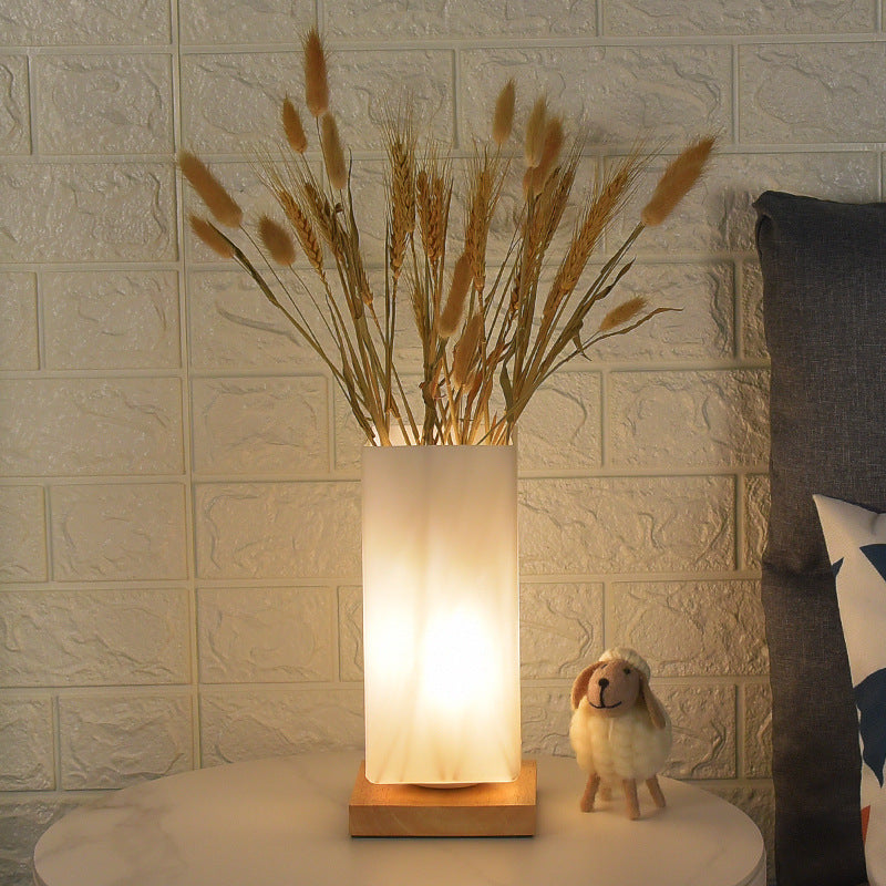 Rectangular Cylinder Hollow Wood Table Lamp