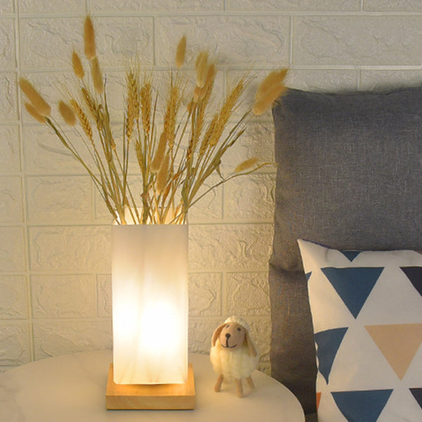Rectangular Cylinder Hollow Wood Table Lamp