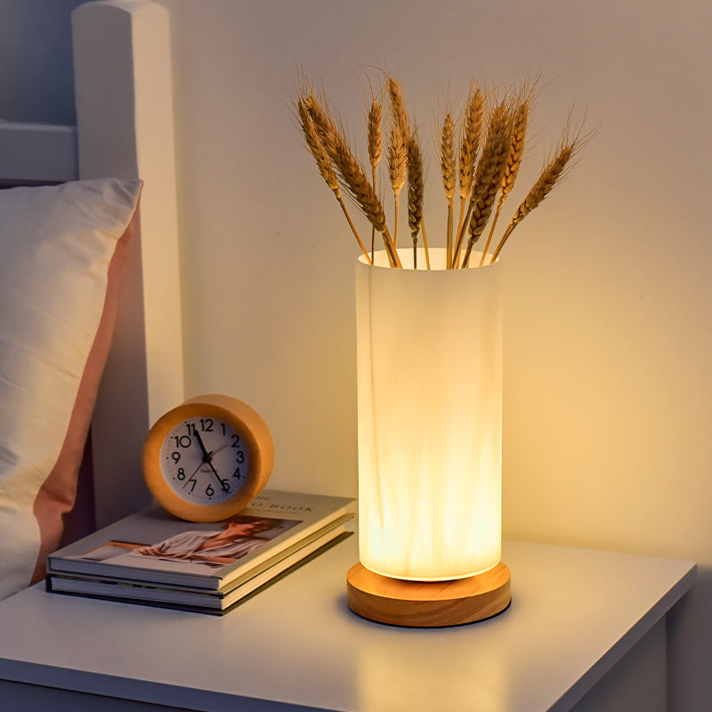Rectangular Cylinder Hollow Wood Table Lamp