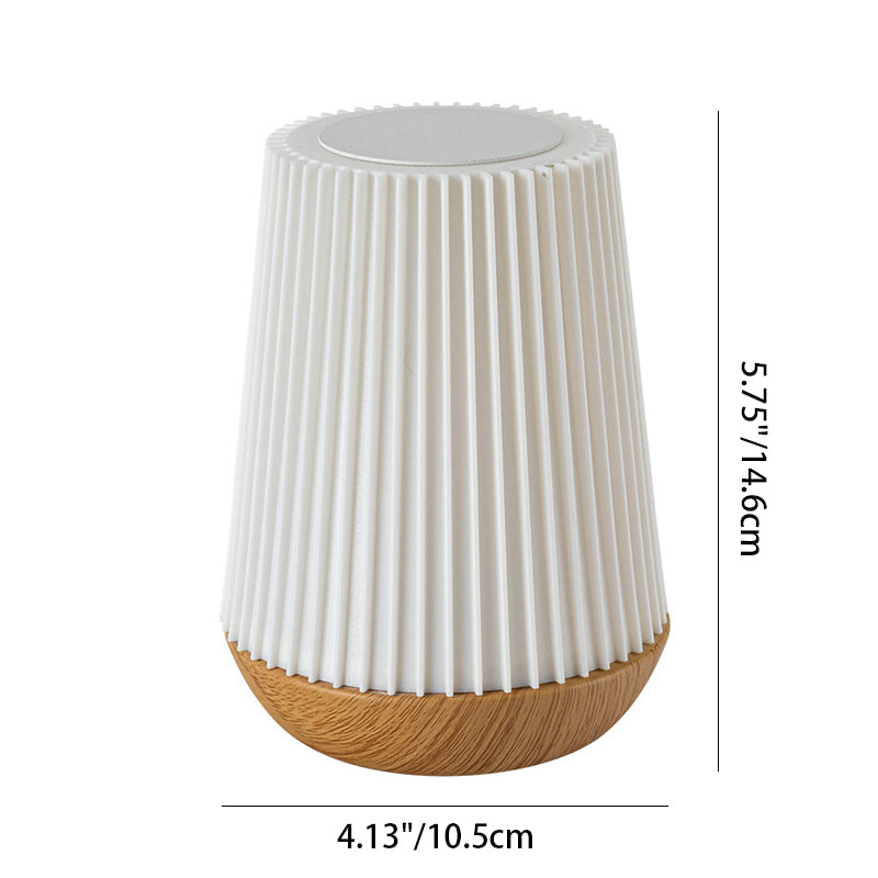 Round Striped Metal Wood Table Lamp