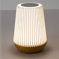 Round Striped Metal Wood Table Lamp