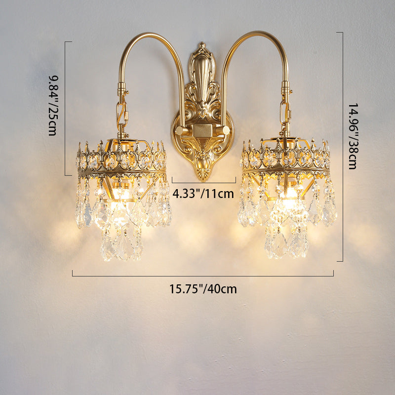 Crown Teardrop Curved Iron 2-Light Wall Lamp
