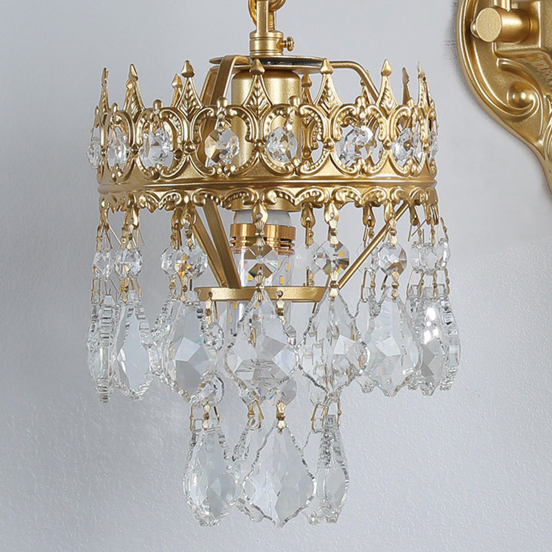 Crown Teardrop Curved Iron 2-Light Wall Lamp