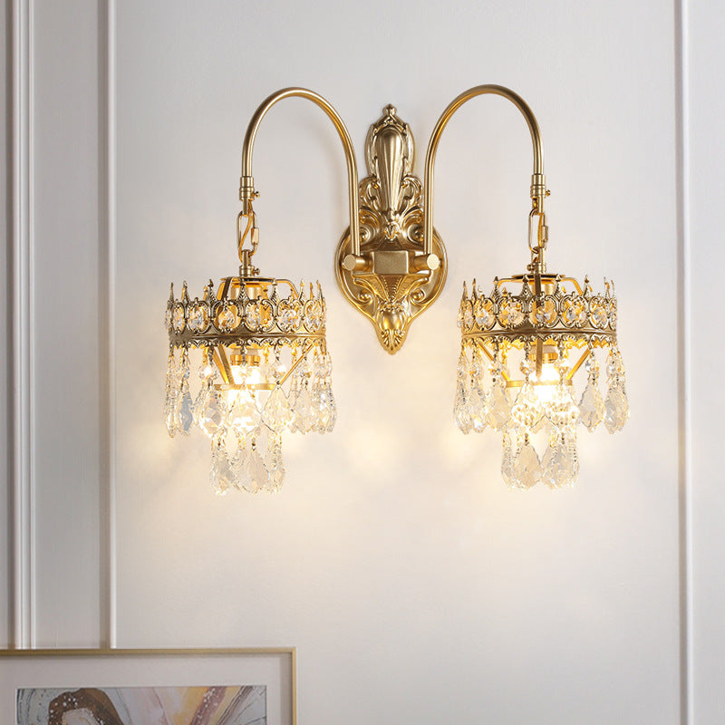 Crown Teardrop Curved Iron 2-Light Wall Lamp