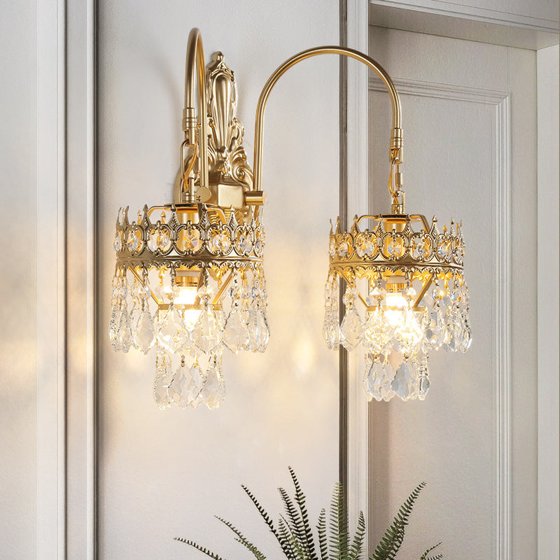 Crown Teardrop Curved Iron 2-Light Wall Lamp