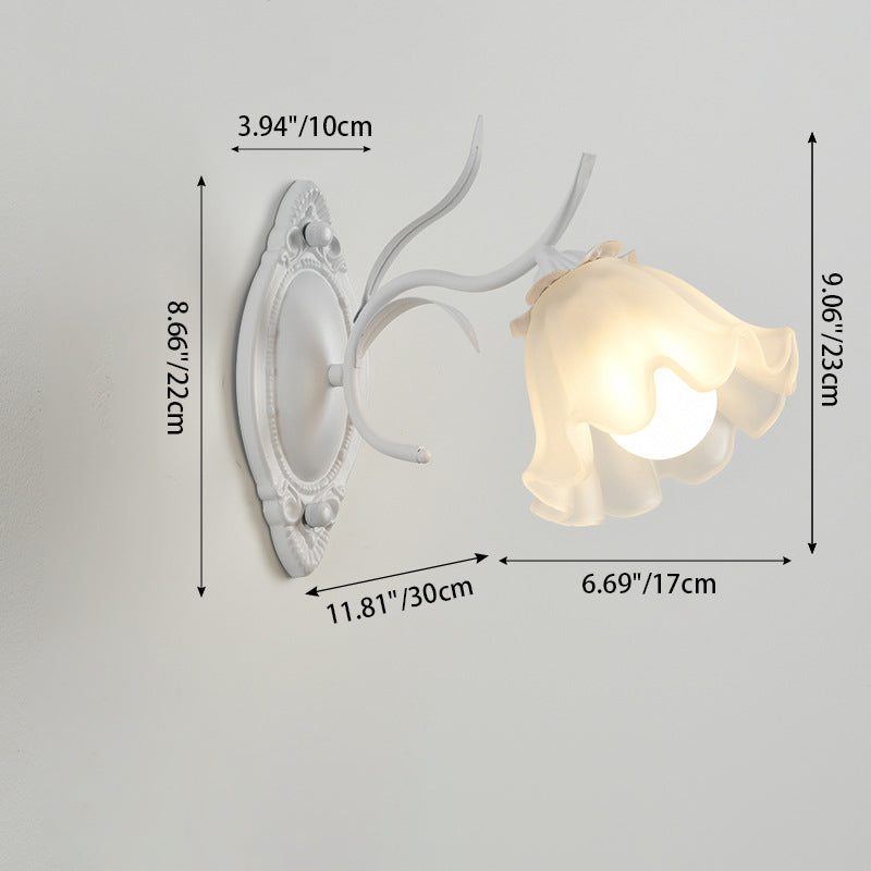 Flower Branch Iron Glass Wall Lamp