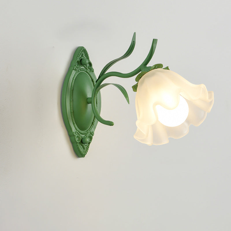 Flower Branch Iron Glass Wall Lamp