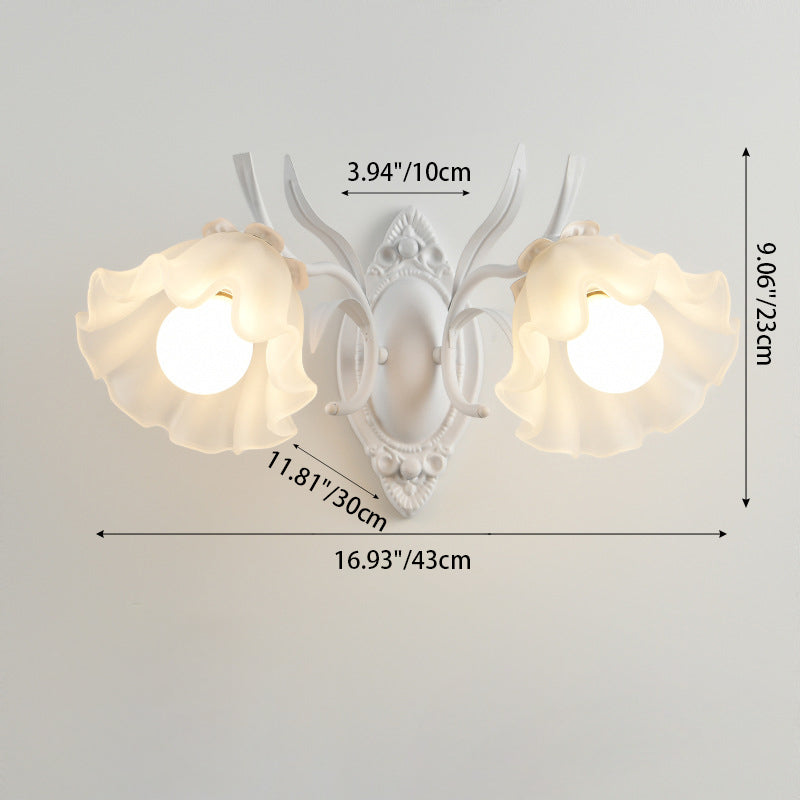 Flower Branch Iron Glass Wall Lamp