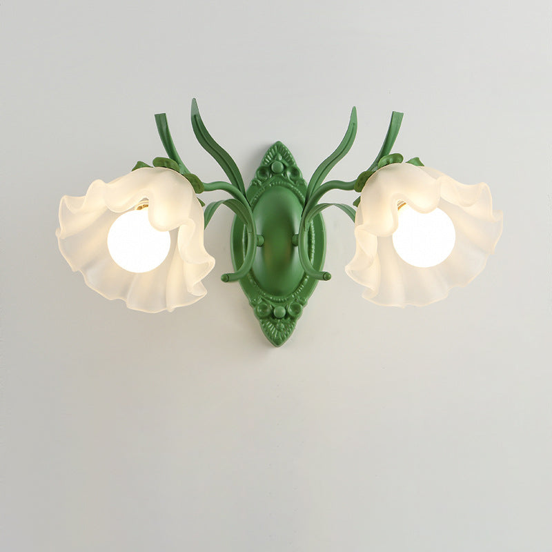 Flower Branch Iron Glass Wall Lamp
