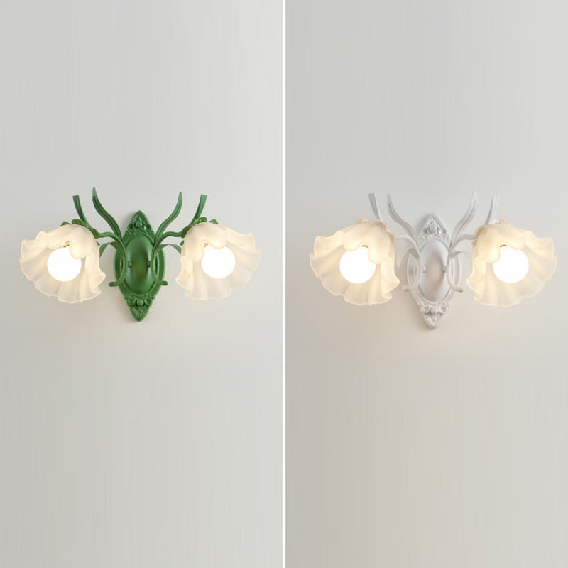 Flower Branch Iron Glass Wall Lamp