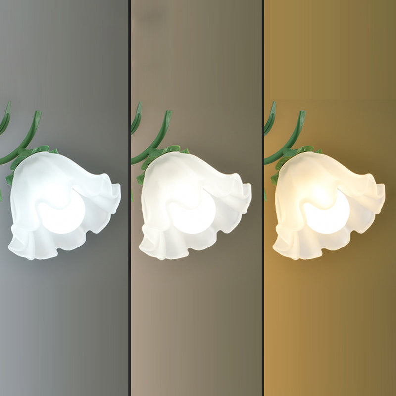 Flower Branch Iron Glass Wall Lamp