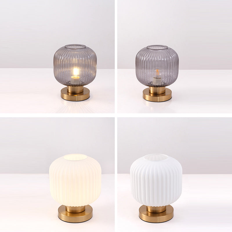 Round Cylinder Striped Iron Table Lamp