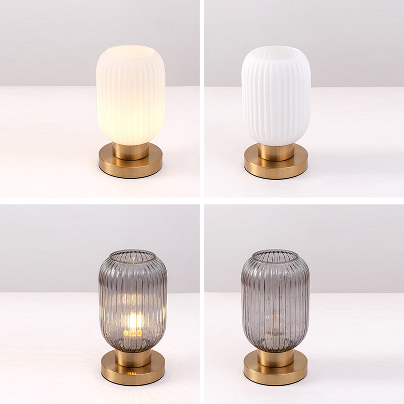 Round Cylinder Striped Iron Table Lamp
