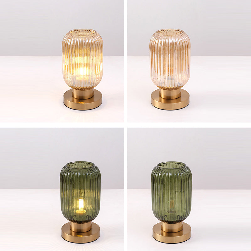 Round Cylinder Striped Iron Table Lamp